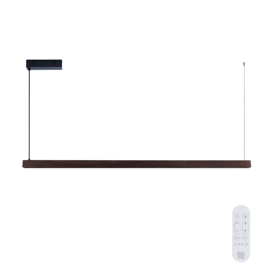 Immax NEO 07301L - LED dimbare hanglamp aan kabel MADEIRA LED/33W/230V Wi-Fi Tuya 152 cm walnoot + afstandsbediening