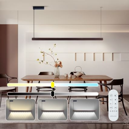 Immax NEO 07302L - LED-dimbare hanglamp aan kabel MADEIRA LED/44W/230V Wi-Fi Tuya 202 cm walnoot + afstandsbediening