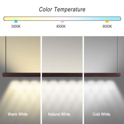 Immax NEO 07302L - LED-dimbare hanglamp aan kabel MADEIRA LED/44W/230V Wi-Fi Tuya 202 cm walnoot + afstandsbediening