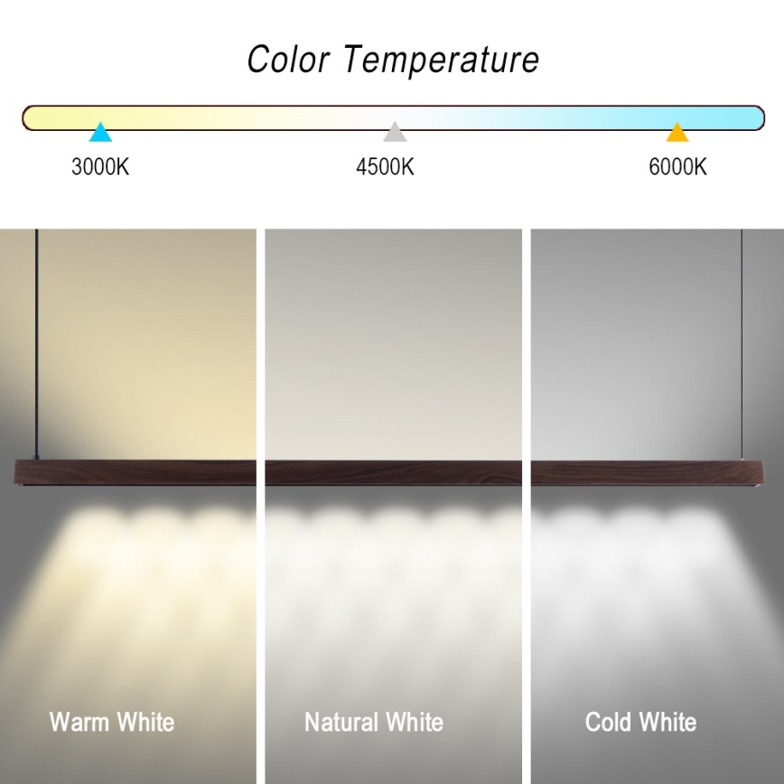 Immax NEO 07302L - LED-dimbare hanglamp aan kabel MADEIRA LED/44W/230V Wi-Fi Tuya 202 cm walnoot + afstandsbediening