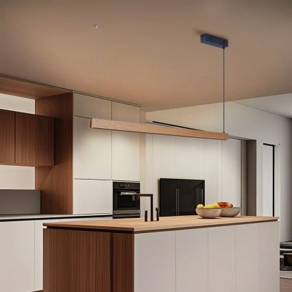 Immax NEO 07303L - Dimbare LED-hanglamp aan kabel MADEIRA LED/26W/230V Wi-Fi Tuya 122 cm eiken + afstandsbediening