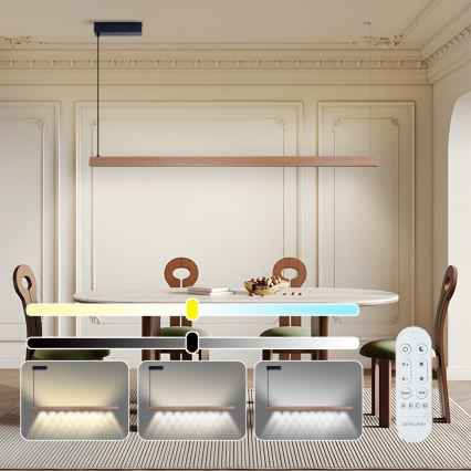 Immax NEO 07304L - dimbare LED-hanglamp met kabel MADEIRA LED/33W/230V Wi-Fi Tuya 152 cm eik + afstandsbediening