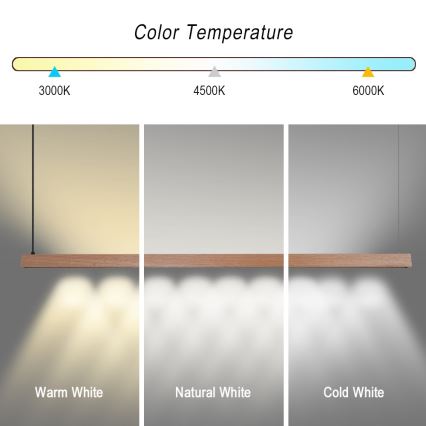 Immax NEO 07304L - dimbare LED-hanglamp met kabel MADEIRA LED/33W/230V Wi-Fi Tuya 152 cm eik + afstandsbediening