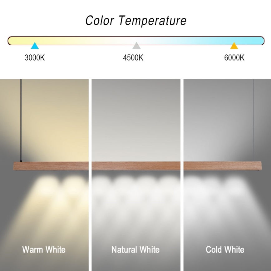 Immax NEO 07304L - dimbare LED-hanglamp met kabel MADEIRA LED/33W/230V Wi-Fi Tuya 152 cm eik + afstandsbediening