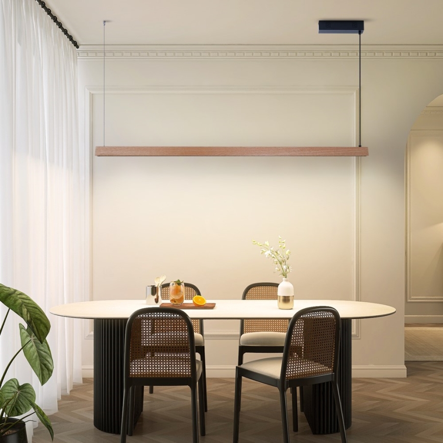 Immax NEO 07304L - dimbare LED-hanglamp met kabel MADEIRA LED/33W/230V Wi-Fi Tuya 152 cm eik + afstandsbediening