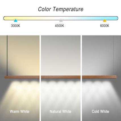 Immax NEO 07305L - LED dimbare pendellamp aan kabel MADEIRA LED/44W/230V Wi-Fi Tuya 202 cm eiken + afstandsbediening