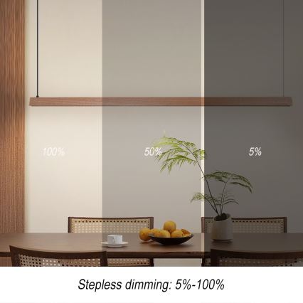 Immax NEO 07305L - LED dimbare pendellamp aan kabel MADEIRA LED/44W/230V Wi-Fi Tuya 202 cm eiken + afstandsbediening