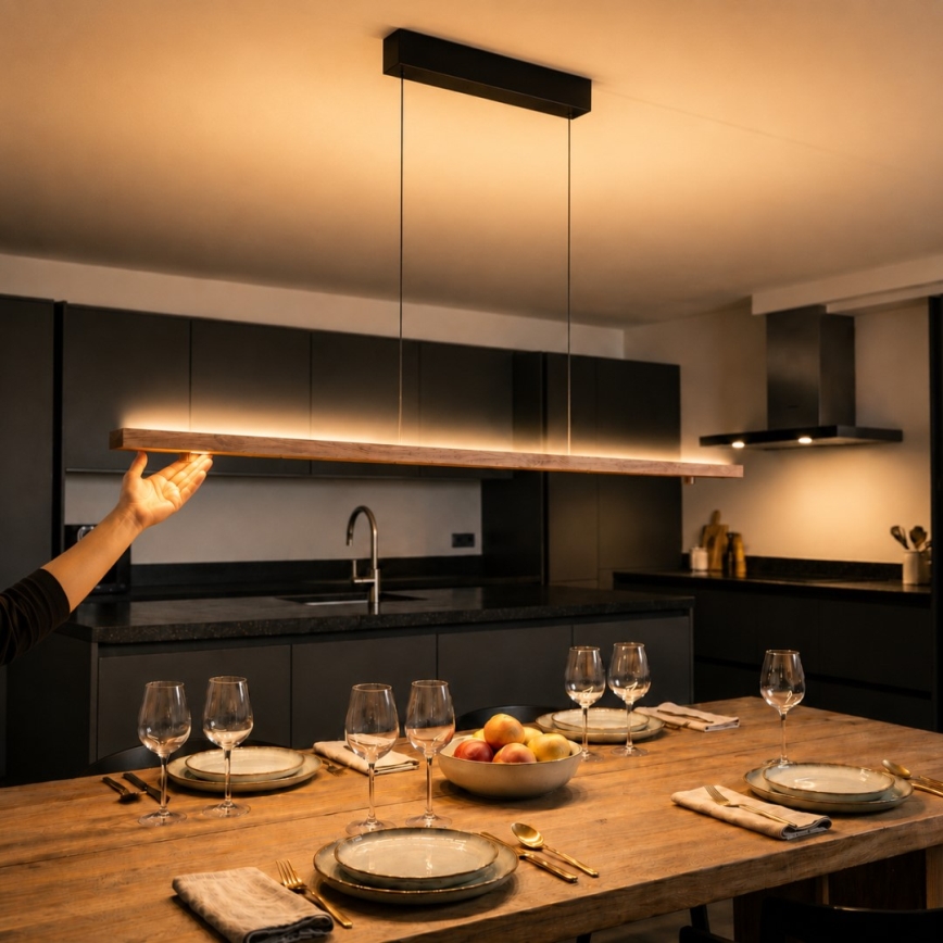 Immax NEO 07309L - MADEIRA dimbare LED-pendellamp aan kabel met sensor, LED/37W/230V, 157 cm, walnoot