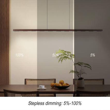 Immax NEO 07309L - MADEIRA dimbare LED-pendellamp aan kabel met sensor, LED/37W/230V, 157 cm, walnoot