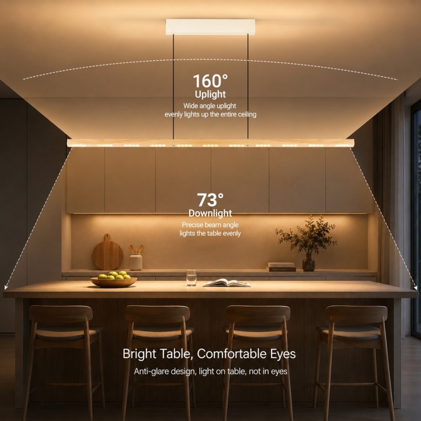 Immax NEO 07310L - Dimbare LED-hanglamp aan kabel met sensor MADEIRA LED/37W/230V 157 cm essenhout