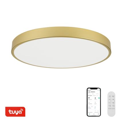 Immax NEO 07311L - dimbare LED-plafondlamp SEMPLICI LED/96W/230V Ø 80 cm Wi-Fi Tuya goudkleurig + afstandsbediening