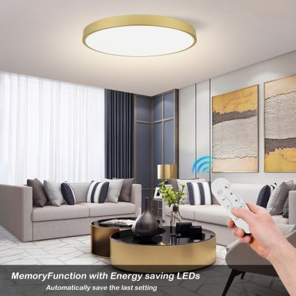 Immax NEO 07311L - dimbare LED-plafondlamp SEMPLICI LED/96W/230V Ø 80 cm Wi-Fi Tuya goudkleurig + afstandsbediening