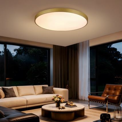 Immax NEO 07311L - dimbare LED-plafondlamp SEMPLICI LED/96W/230V Ø 80 cm Wi-Fi Tuya goudkleurig + afstandsbediening