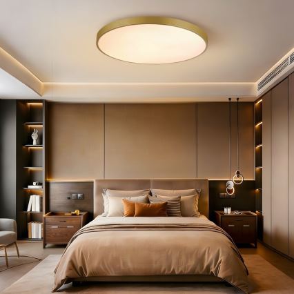 Immax NEO 07311L - dimbare LED-plafondlamp SEMPLICI LED/96W/230V Ø 80 cm Wi-Fi Tuya goudkleurig + afstandsbediening