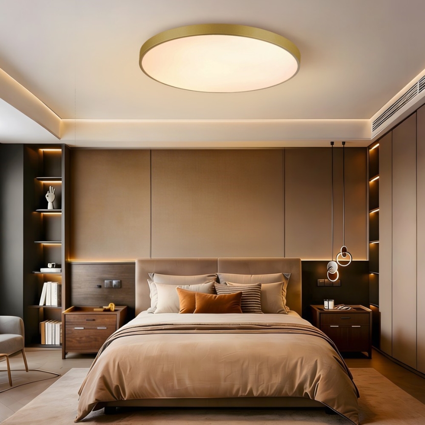 Immax NEO 07311L - dimbare LED-plafondlamp SEMPLICI LED/96W/230V Ø 80 cm Wi-Fi Tuya goudkleurig + afstandsbediening