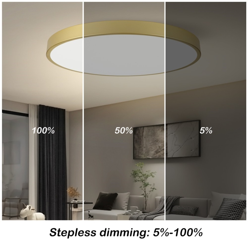 Immax NEO 07311L - dimbare LED-plafondlamp SEMPLICI LED/96W/230V Ø 80 cm Wi-Fi Tuya goudkleurig + afstandsbediening