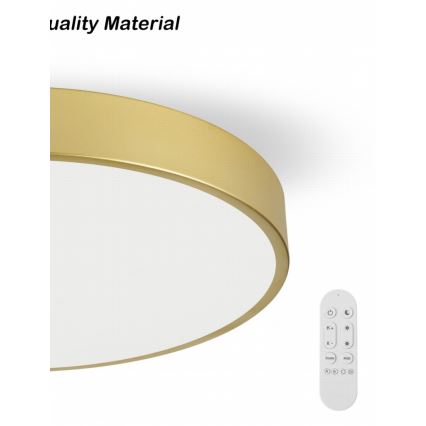 Immax NEO 07311L - dimbare LED-plafondlamp SEMPLICI LED/96W/230V Ø 80 cm Wi-Fi Tuya goudkleurig + afstandsbediening