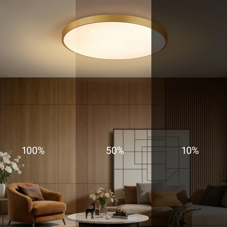 Immax NEO 07311L - dimbare LED-plafondlamp SEMPLICI LED/96W/230V Ø 80 cm Wi-Fi Tuya goudkleurig + afstandsbediening