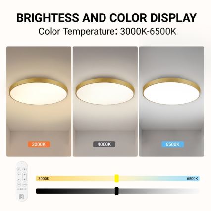 Immax NEO 07311L - dimbare LED-plafondlamp SEMPLICI LED/96W/230V Ø 80 cm Wi-Fi Tuya goudkleurig + afstandsbediening