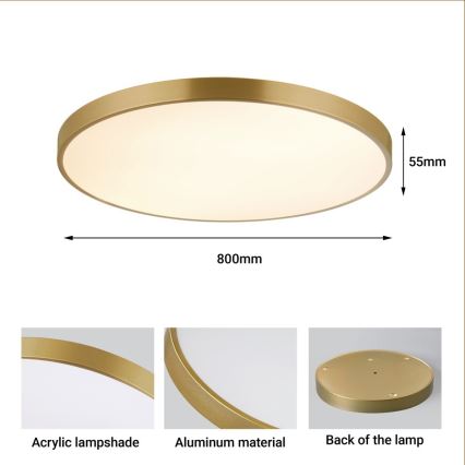 Immax NEO 07311L - dimbare LED-plafondlamp SEMPLICI LED/96W/230V Ø 80 cm Wi-Fi Tuya goudkleurig + afstandsbediening