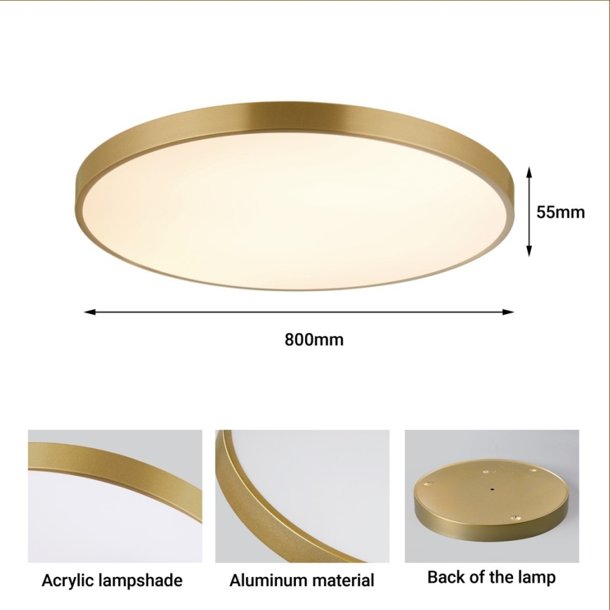 Immax NEO 07311L - dimbare LED-plafondlamp SEMPLICI LED/96W/230V Ø 80 cm Wi-Fi Tuya goudkleurig + afstandsbediening