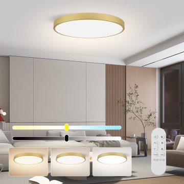 Immax NEO 07312L - dimbare LED plafondlamp SEMPLICI LED/128W/230V Ø 100 cm, Wi-Fi (Tuya), goudkleurig + afstandsbediening