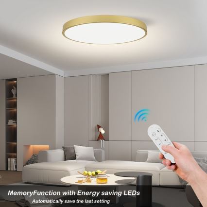 Immax NEO 07312L - dimbare LED plafondlamp SEMPLICI LED/128W/230V Ø 100 cm, Wi-Fi (Tuya), goudkleurig + afstandsbediening