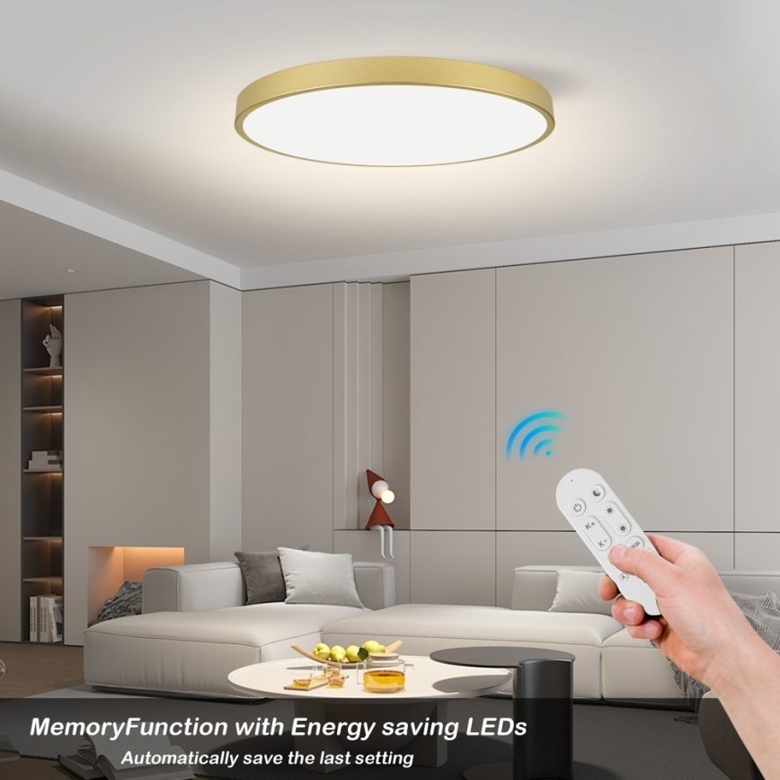 Immax NEO 07312L - dimbare LED plafondlamp SEMPLICI LED/128W/230V Ø 100 cm, Wi-Fi (Tuya), goudkleurig + afstandsbediening