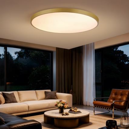 Immax NEO 07312L - dimbare LED plafondlamp SEMPLICI LED/128W/230V Ø 100 cm, Wi-Fi (Tuya), goudkleurig + afstandsbediening