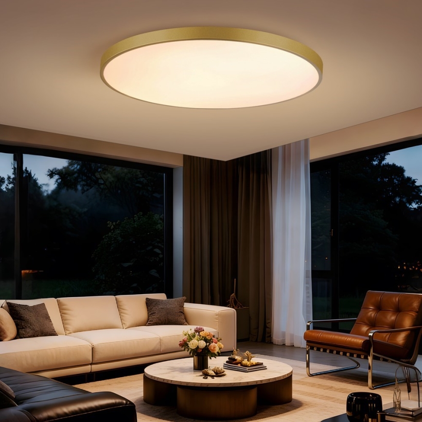 Immax NEO 07312L - dimbare LED plafondlamp SEMPLICI LED/128W/230V Ø 100 cm, Wi-Fi (Tuya), goudkleurig + afstandsbediening