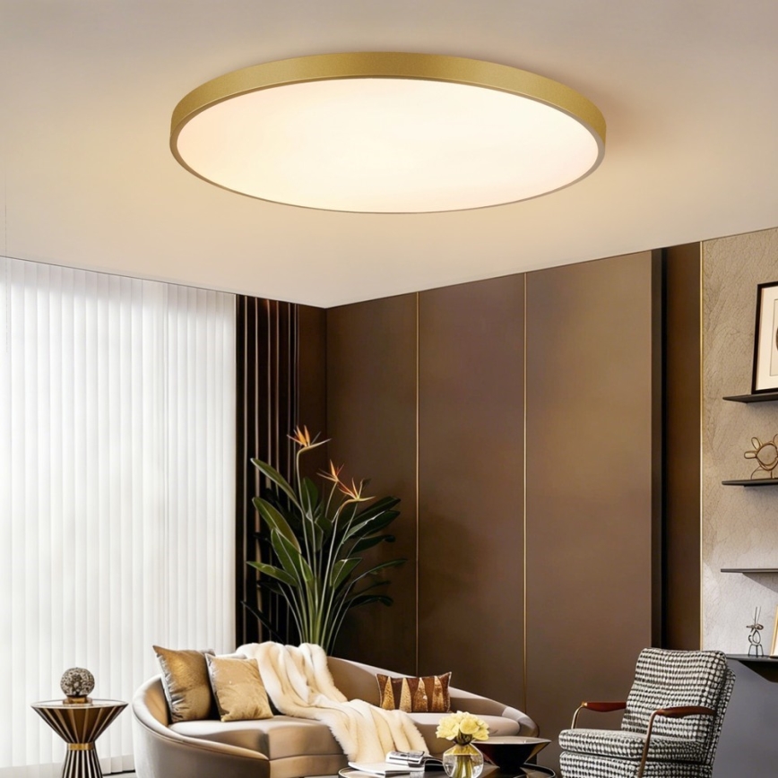 Immax NEO 07312L - dimbare LED plafondlamp SEMPLICI LED/128W/230V Ø 100 cm, Wi-Fi (Tuya), goudkleurig + afstandsbediening