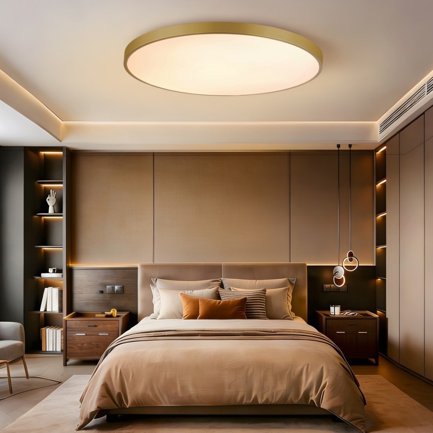Immax NEO 07312L - dimbare LED plafondlamp SEMPLICI LED/128W/230V Ø 100 cm, Wi-Fi (Tuya), goudkleurig + afstandsbediening