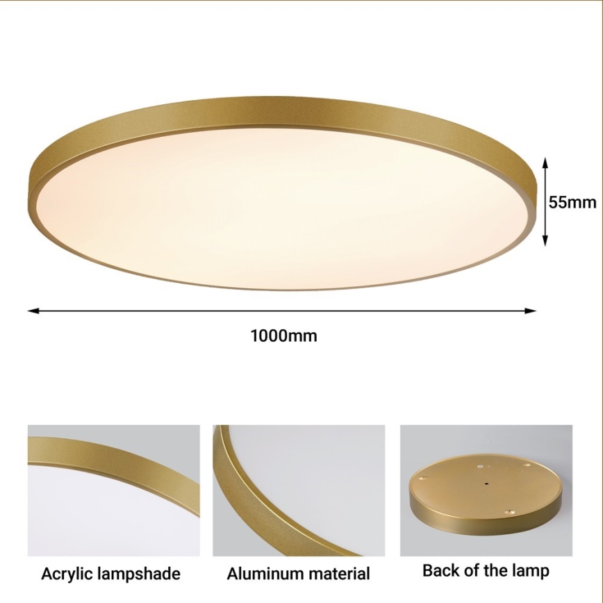 Immax NEO 07312L - dimbare LED plafondlamp SEMPLICI LED/128W/230V Ø 100 cm, Wi-Fi (Tuya), goudkleurig + afstandsbediening