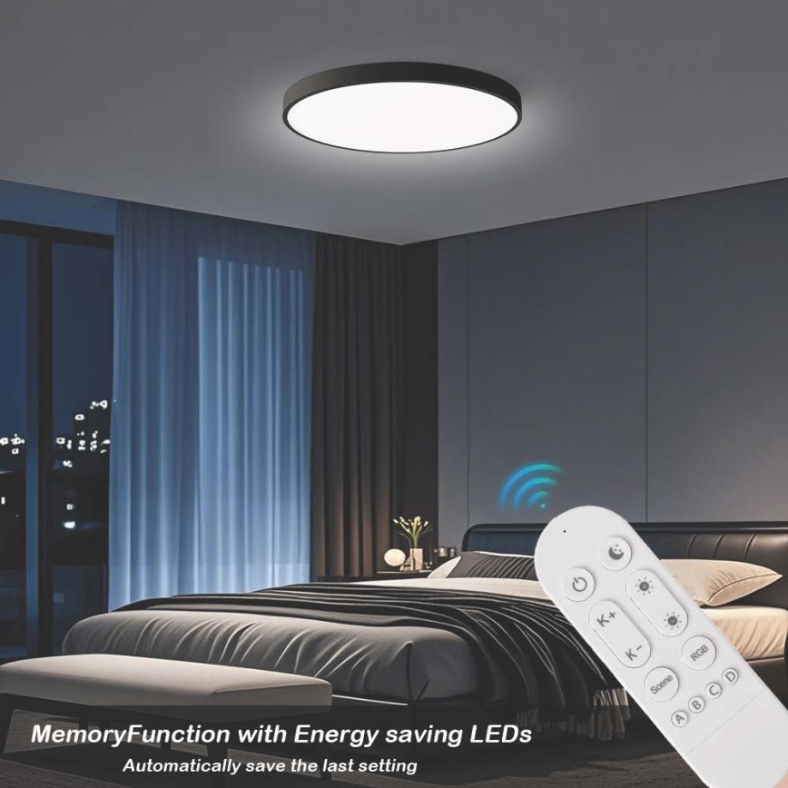 Immax NEO 07313L - LED-dimbare plafondlamp SEMPLICI LED/96W/230V Ø 80 cm Wi-Fi Tuya zwart + afstandsbediening