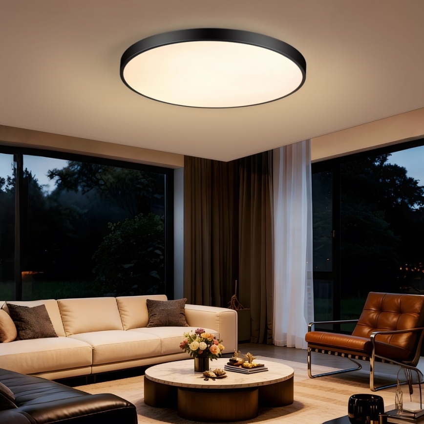 Immax NEO 07313L - LED-dimbare plafondlamp SEMPLICI LED/96W/230V Ø 80 cm Wi-Fi Tuya zwart + afstandsbediening