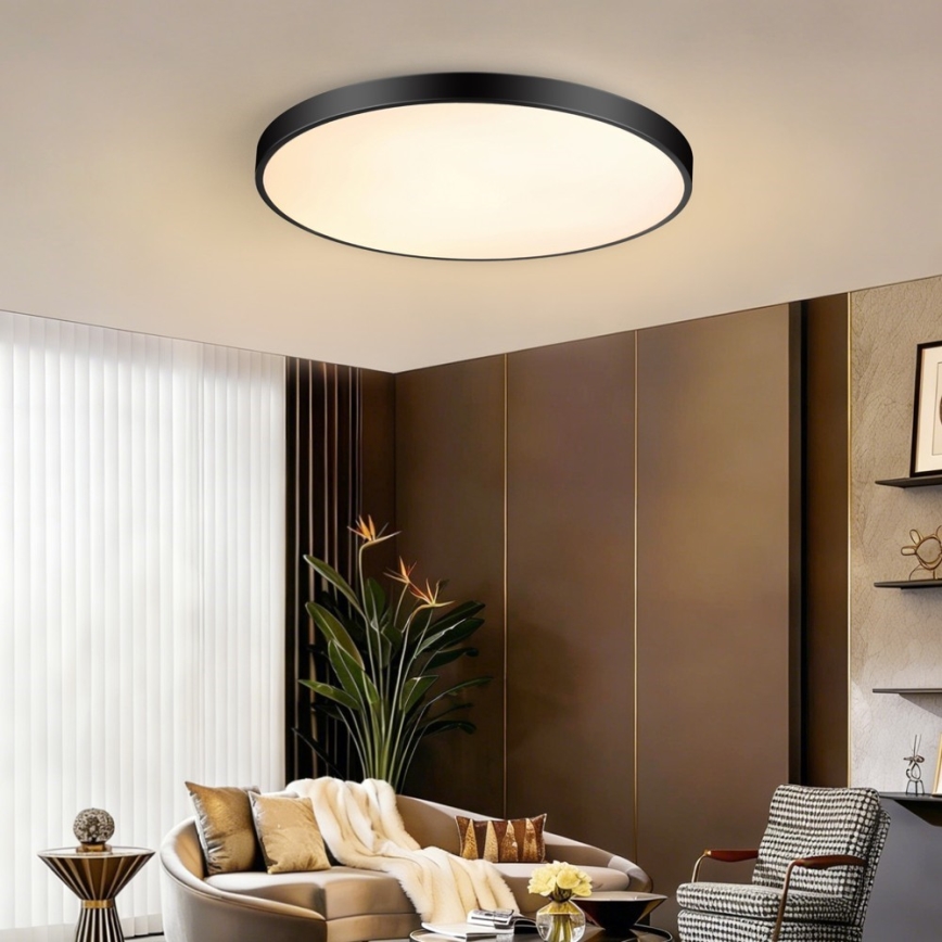Immax NEO 07313L - LED-dimbare plafondlamp SEMPLICI LED/96W/230V Ø 80 cm Wi-Fi Tuya zwart + afstandsbediening