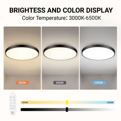 Immax NEO 07313L - LED-dimbare plafondlamp SEMPLICI LED/96W/230V Ø 80 cm Wi-Fi Tuya zwart + afstandsbediening