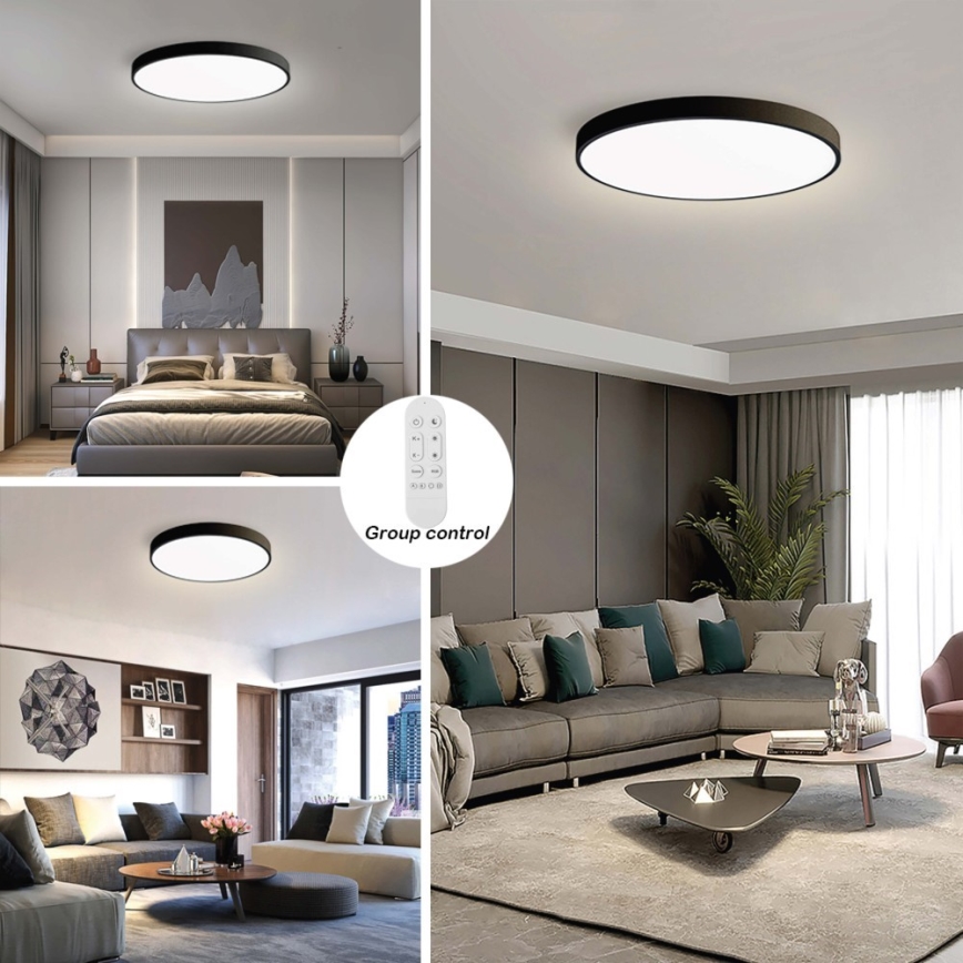 Immax NEO 07313L - LED-dimbare plafondlamp SEMPLICI LED/96W/230V Ø 80 cm Wi-Fi Tuya zwart + afstandsbediening