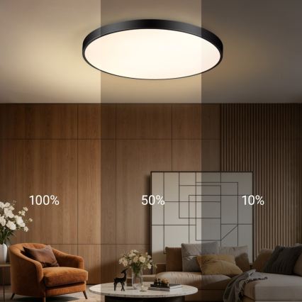 Immax NEO 07313L - LED-dimbare plafondlamp SEMPLICI LED/96W/230V Ø 80 cm Wi-Fi Tuya zwart + afstandsbediening
