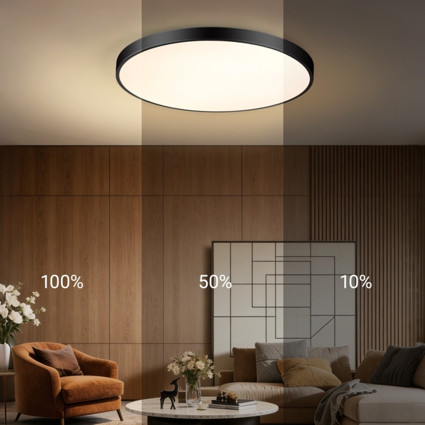 Immax NEO 07313L - LED-dimbare plafondlamp SEMPLICI LED/96W/230V Ø 80 cm Wi-Fi Tuya zwart + afstandsbediening