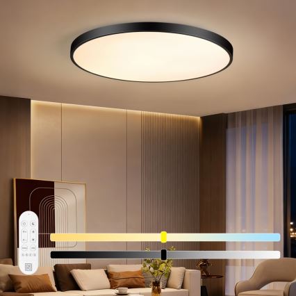 Immax NEO 07314L - Dimbare LED-plafondlamp SEMPLICI LED/128W/230V Ø 100 cm Wi-Fi Tuya zwart + afstandsbediening