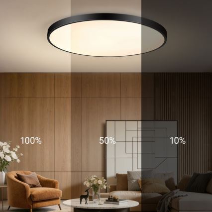 Immax NEO 07314L - Dimbare LED-plafondlamp SEMPLICI LED/128W/230V Ø 100 cm Wi-Fi Tuya zwart + afstandsbediening