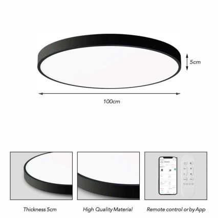Immax NEO 07314L - Dimbare LED-plafondlamp SEMPLICI LED/128W/230V Ø 100 cm Wi-Fi Tuya zwart + afstandsbediening