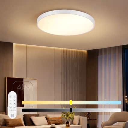 Immax NEO 07315L - LED dimbare plafondlamp SEMPLICI LED/96W/230V Ø 80 cm Wi-Fi Tuya wit + afstandsbediening