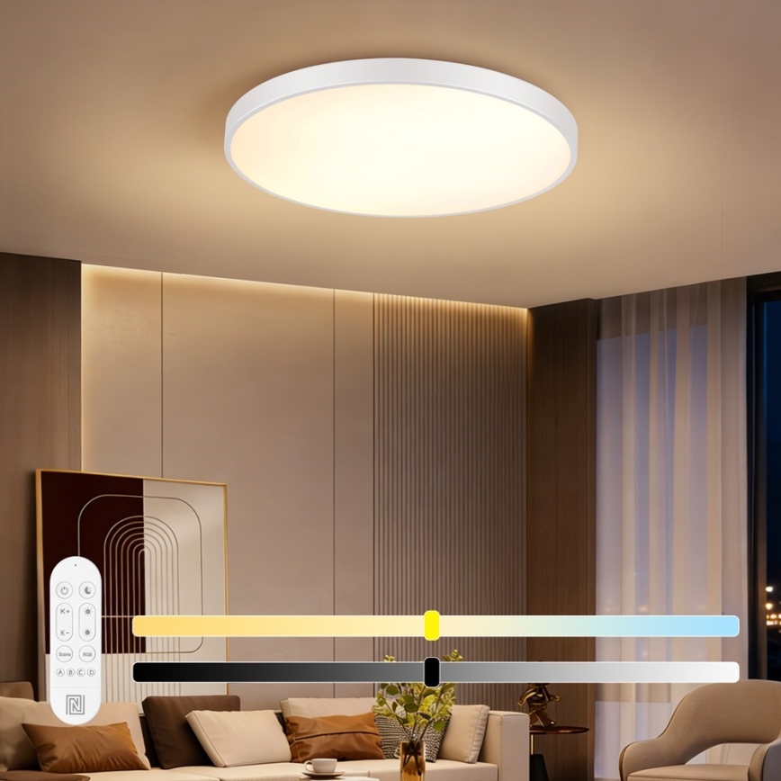 Immax NEO 07315L - LED dimbare plafondlamp SEMPLICI LED/96W/230V Ø 80 cm Wi-Fi Tuya wit + afstandsbediening