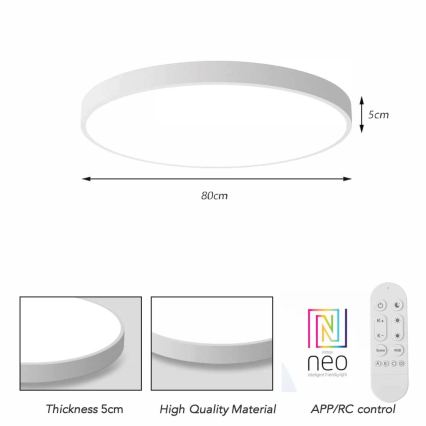 Immax NEO 07315L - LED dimbare plafondlamp SEMPLICI LED/96W/230V Ø 80 cm Wi-Fi Tuya wit + afstandsbediening