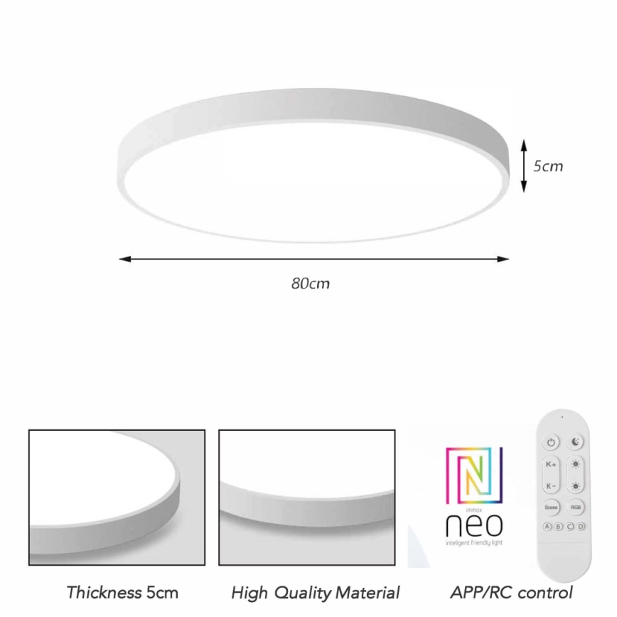 Immax NEO 07315L - LED dimbare plafondlamp SEMPLICI LED/96W/230V Ø 80 cm Wi-Fi Tuya wit + afstandsbediening