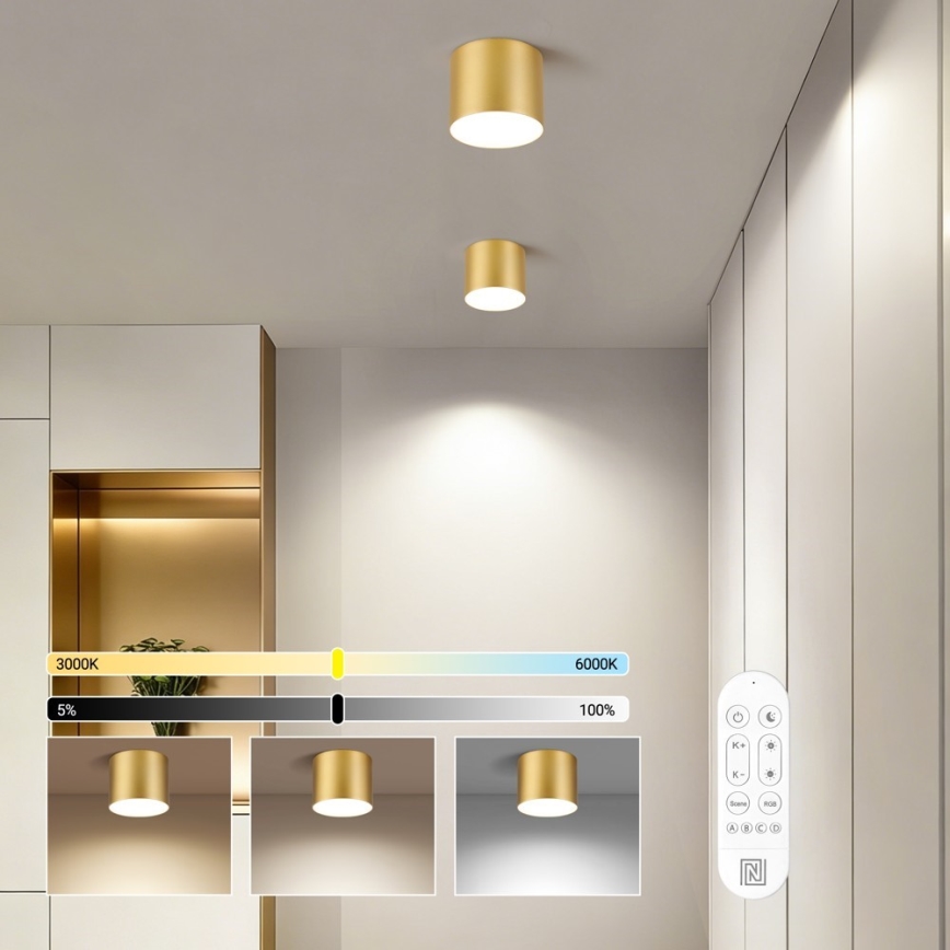 Immax NEO 07317L - LED-dimbare plafondlamp RONDATE LED/18W/230V Ø 11,5 cm Wi-Fi Tuya goudkleurig