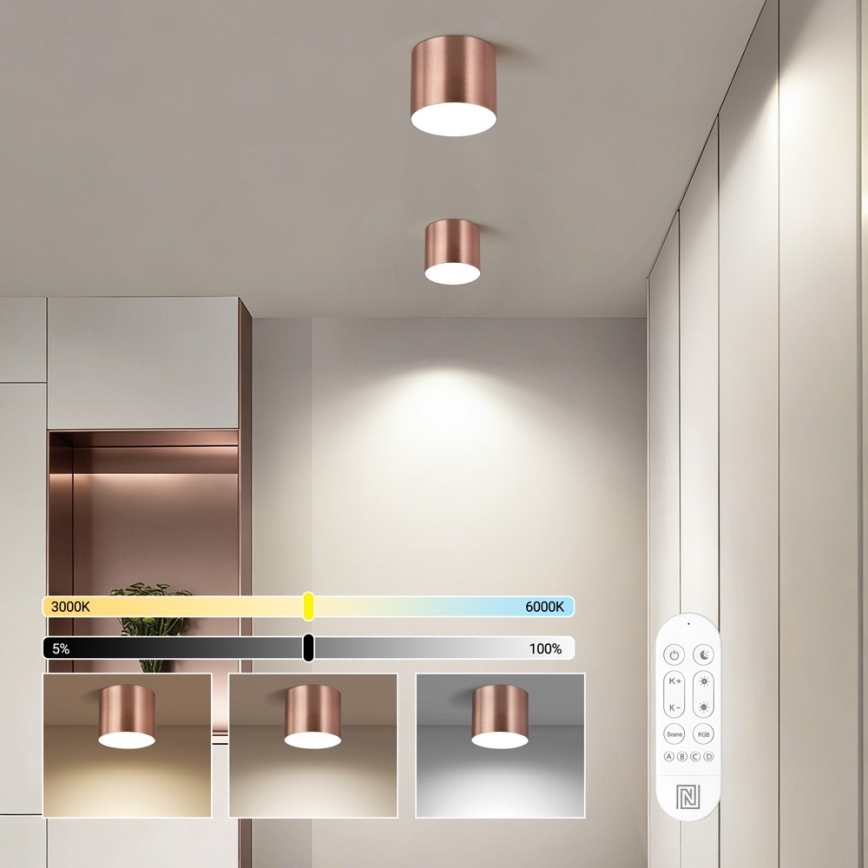 Immax NEO 07319L - Dimbare LED-plafondlamp RONDATE LED/18W/230V Ø 11,5 cm Wi-Fi Tuya roségoud