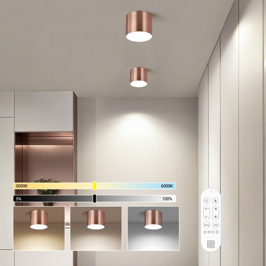 Immax NEO 07319L - RONDATE dimbare LED-plafondlamp 18W/230V Ø 11,5 cm Wi‑Fi Tuya roségoud